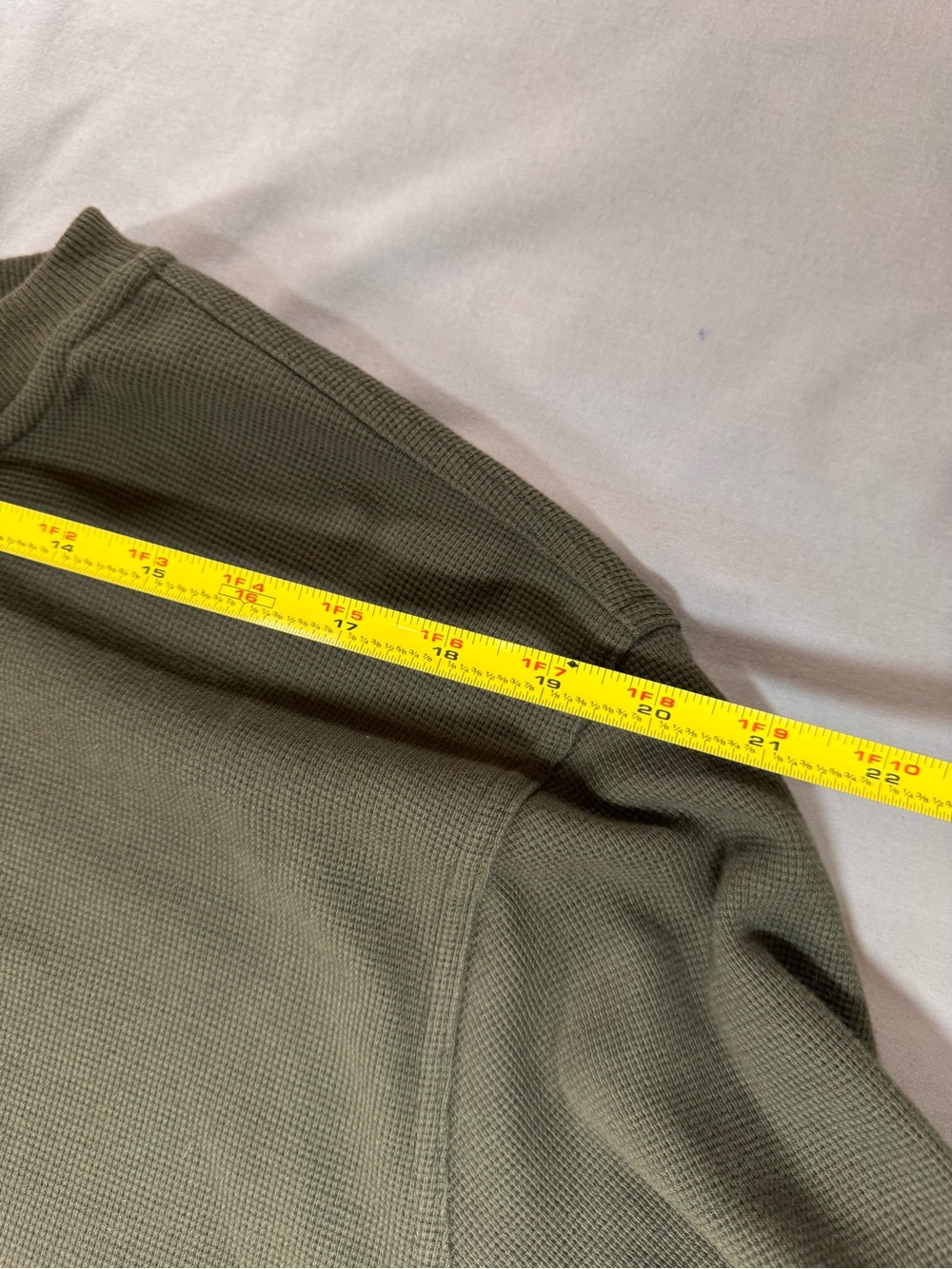 L.L. Bean Olive Green Henley Long Sleeve Shirt - Picture 4 of 7